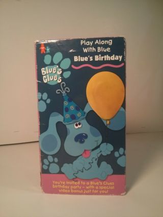 Rare Htf Blues Clues - Play Along With Blue:blues Birthday (vhs,  1998)