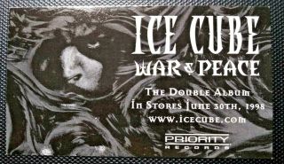 Ice Cube War & Peace 1998 Promotional Business Card Sized Flyer Rare