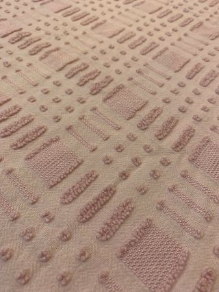 Rare Morgan Jones Dot Dash Pink Vintage Chenille Bedspread Cutter Fabric 18x24”