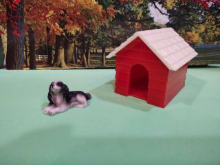 Rare Ideal Red Dog House With Dog Vintage Miniature Dollhouse Furniture Plastic