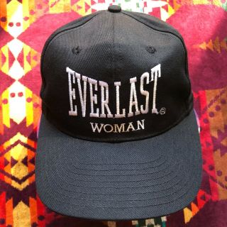 Vintage Rare Black Everlast Woman Embroidered Logo Spell Out Snapback Hat