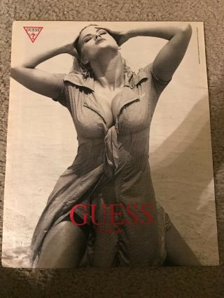 Vintage 1992 Anna Nicole Smith Guess Jeans Poster Print Ad 1990s Rare