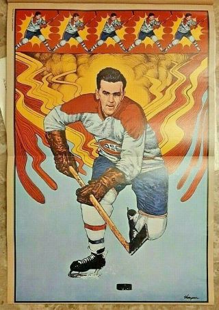 Rare Vintage Montreal Canadians Maurice Richard " The Rocket " Poster 1974