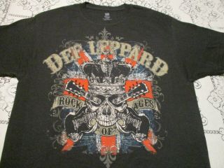 Def Leppard Rock Of Ages 2012 Tour T - Shirt - Large Rare Crowned Skull & Guitars