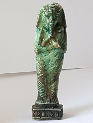 Extremely Rare Ancient Egyptian Blue Faience Ushabti Shabti With.  62 Gr.  95 Mm