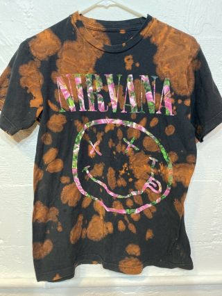 Vintage Style Nirvana Band T Shirt Size Mens S Rare Grunge Black