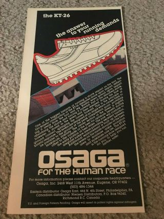 Vintage 1979 Osaga Kt - 26 Running Shoes Poster Print Ad 1970s Rare