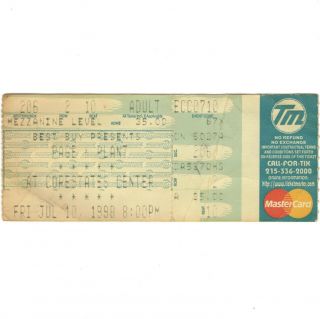 Robert Plant & Jimmy Page Concert Ticket Stub Philly 7/10/98 Led Zeppelin Rare