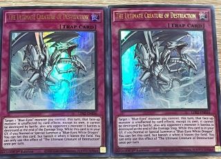 Yugioh The Ultimate Creature Of Destruction Lds2 1st Edition Ultra Rare Set Of 2