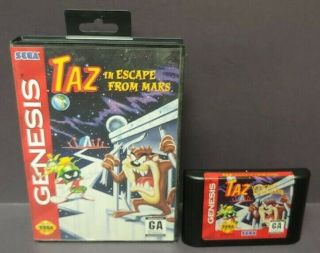 Taz In Escape From Mars - Sega Genesis Rare Game Box,  Cover Art