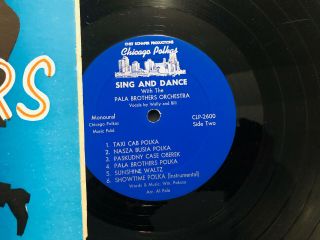 Sing and Dance with The Pala Brothers Vinyl LP Chicago Polkas CLP - 2600 Rare 2