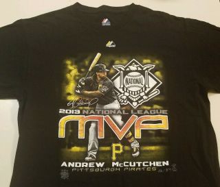 Pittsburgh Pirates Andrew Mccutchen Majestic Mens Black T Shirt M Mvp 2013 Rare