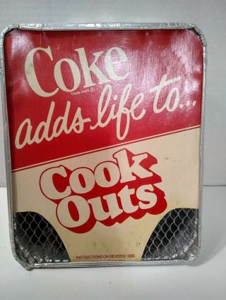 Rare Vintage Coke Coca Cola " Adds Life To.  Cook Outs " Disposable Grill