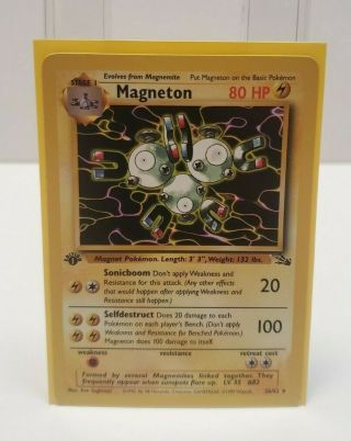 Magneton 26/62 1st Edition To Fossil Set Rare Non - Holo Pokemon Card Lp