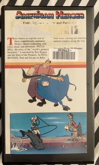 RARE WALT DISNEY VHS AMERICAN HEROES Pecos Bill ' 48 Paul Bunyon ' 58 ROY ROGERS 2