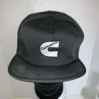 Vintage Cummins Snapback Trucker Cap Hat Patch Made In Usa Black Vtg Htf Rare