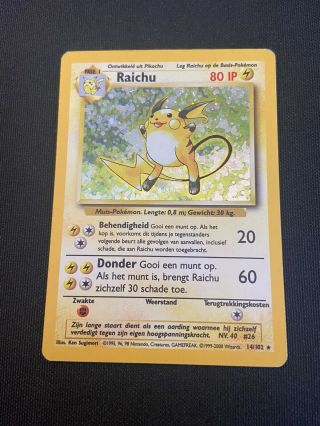 Pokemon Tcg - - Raichu 14/102 - Base Set - Rare Holo Unlimited - Mp/hp