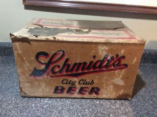 Vintage Rare Cardboard Schmidt’s City Club Beer Advertising Box St Paul,  Mn