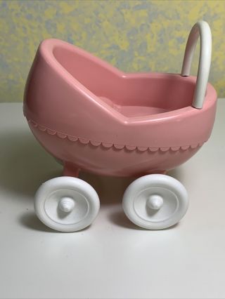 Little Tikes Dollhouse - Sized Pink Buggy Carriage For 2.  5 Inch Baby Doll 2 Rare