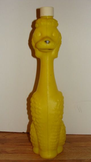 Rare Vintage Blow Mold Poodle Yellow Bubble Bath Bottle Bank 60s Figurine