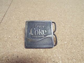 Rare Enjoy Coke Coca Cola Brass Belt Buckle - Bergamot Brass 1975