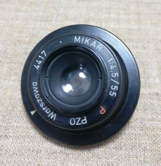 Mikar 1:4.  5/55 Pzo Lens For Enlarger M42 Mount Red P Black Vintage Rare