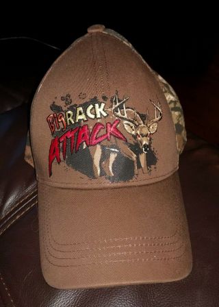 Buck Wear Big Rack Attack Deer Hunting Baseball Hat Camo Adjustable Strap Rare
