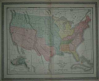 Rare Vintage 1883 Map Territorial Growth Of The United States Old Authentic