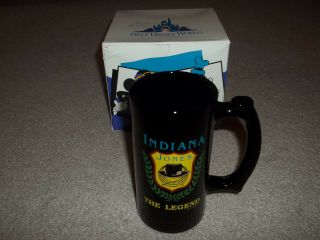 Vintage Rare 1991 Disney Indiana Jones The Legend Black Tall Coffee Mug