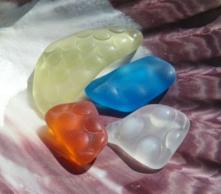 Sea Glass,  Rare Fenton Hobnail,  Orange,  Yellow,  Opal And Teal Blue