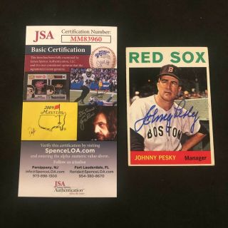 1964 Topps 248 Johnny Pesky Red Sox Mgr Signed Auto Jsa Rare Stunning Ex,
