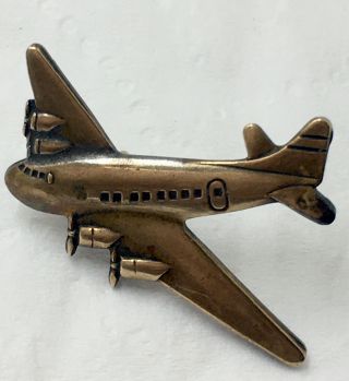 Wwii Bronze B - 29 Bomber Lapel Hat Pin Us Army Air Corps Pilot Crew Rare