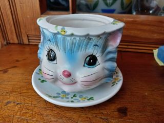 Rare Vintage Lefton Japan Miss Priss Kitty Cat Sugar Cup No Lid 1515 Ceramic