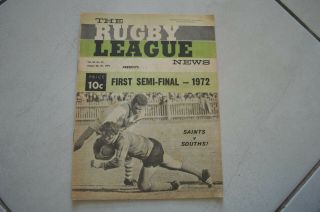 Rugby League News Rare First Semi Final 1972 Programme South Sydney Langlands
