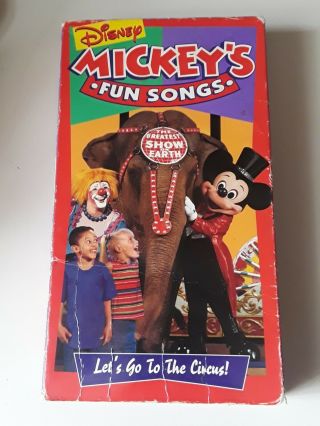 Vtg Disney Mickeys Fun Songs Lets Go To The Circus Vhs Rare Htf Kids Sing Along