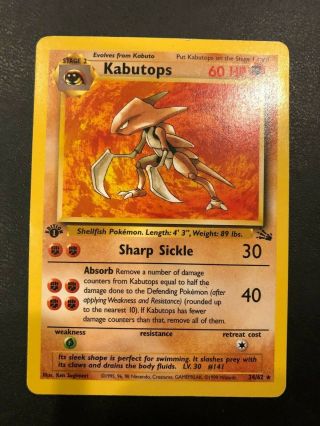 1st Edition Kabutops Pokemon Card,  Fossil 24/62,  Nm,  Non Holo