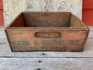 Vintage Rare Edw.  C.  Cutting,  Inc,  Union,  Maine Wooden Fruit Crate