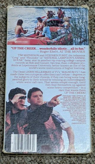 Up the Creek VHS Tape 1984 Tim Matheson Vestron Video Rare Sex Comedy Furst 3