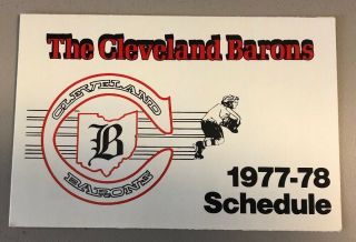 Rare Vintage 1977 - 78 Cleveland Barons Pocket Schedule Nhl Defunct