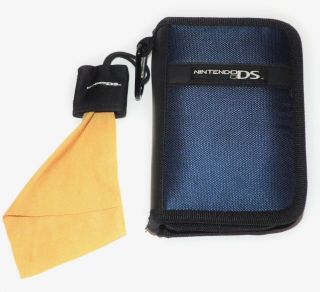 Nintendo Ds Case Bag Pouch Travel Storage Blue Black With Cleaning Cloth Rare