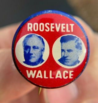 1940 Roosevelt Wallace Jugate Red Litho Pinback Button 1 " Pin Fdr Rare R21