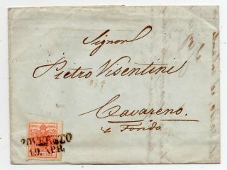 1850 Austria To Italy Cover,  3kr Great Margins,  Rovereto Rare Cancel