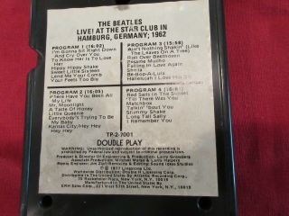 THE BEATLES LIVE AT THE STAR CLUB IN HAMBURG GERMANY 1962 - 8 Track Tape RARE 3