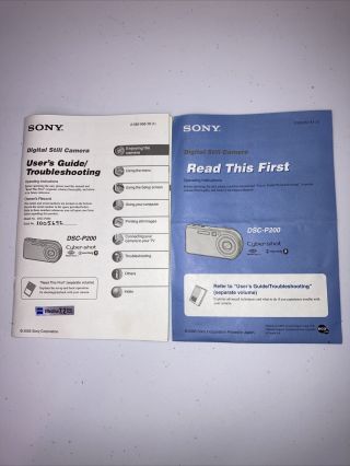 Sony Dsc - P200 Cybershot Digital Camera Users Guide 2005 Guide Only Rare