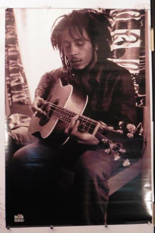 Bob Marley Guitar Poster - Rare,  Black White 24.  25 " X 36.  50 " Nos (b406)