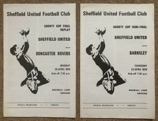 Sheffield United Fc 1970 Rare County Cup Football Programmes Doncaster Barnsley