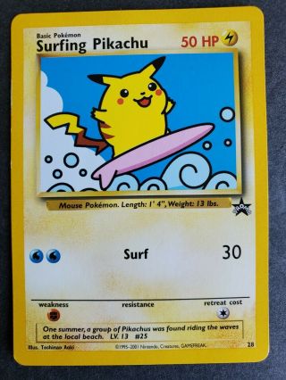 Surfing Pikachu 28 Black Star Promo Wotc Rare Pokemon Card Lp