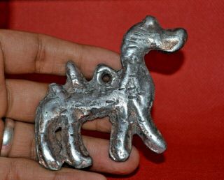 Ancient Rare Viking Pagan Silvered Pendant Amulet Lynx Kievan Rus 10 - 11 Ad