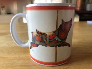 Rare Vandor 1985 Lowell Herrero Carousel Pig Ceramic Coffee Mug