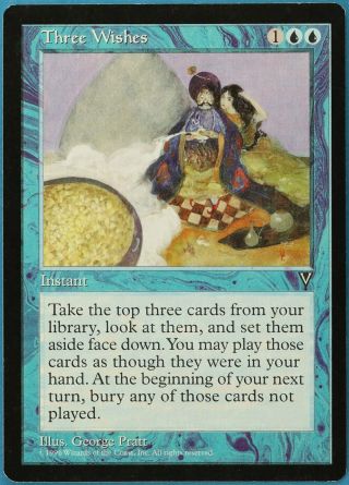 Three Wishes Visions Nm Blue Rare Magic The Gathering Card (id 200992) Abugames